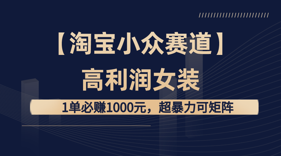 【淘宝小众赛道】高利润女装：1单必赚1000元，超暴力可矩阵-司马网创基地