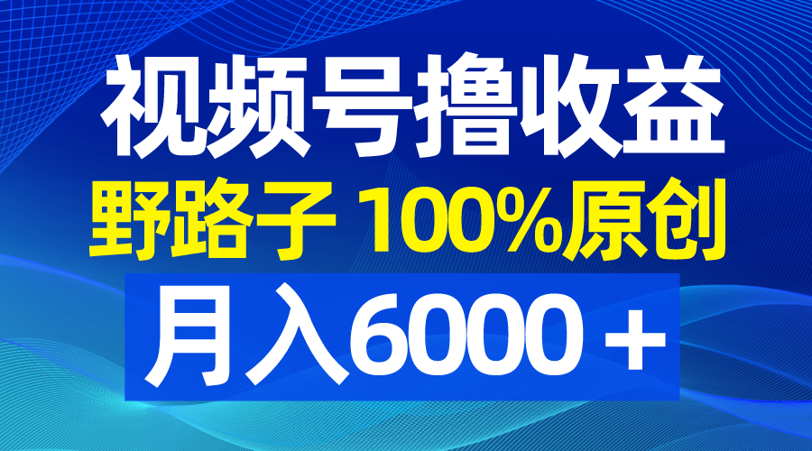 视频号野路子撸收益,100%原创,条条爆款,月入6000+-司马网创基地