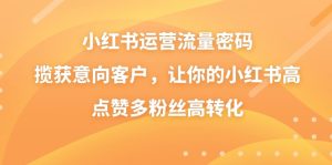 小红书运营流量密码，揽获意向客户，让你的小红书高点赞多粉丝高转化