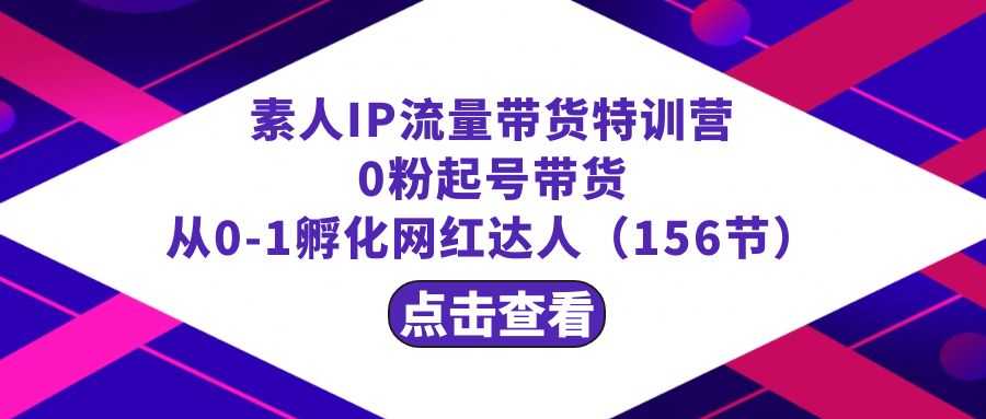 繁星·计划素人IP流量带货特训营:0粉起号带货 从0-1孵化网红达人(156节)-司马网创基地