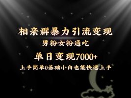 全网首发相亲群暴力引流男粉女粉通吃变现玩法，单日变现7000+保姆教学1.0