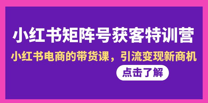 小红书-矩阵号获客特训营-第10期,小红书电商的带货课,引流变现新商机-司马网创基地