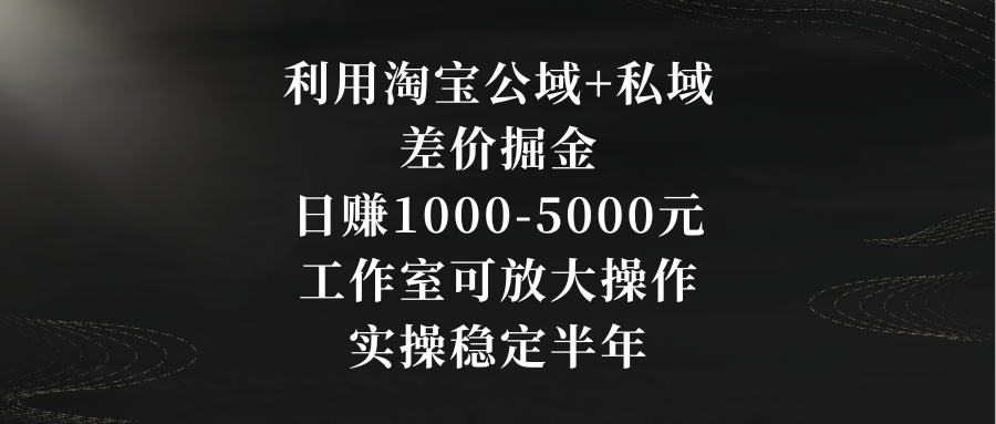 利用淘宝公域+私域差价掘金,日赚1000-5000元,工作室可放大操作,实操...-司马网创基地