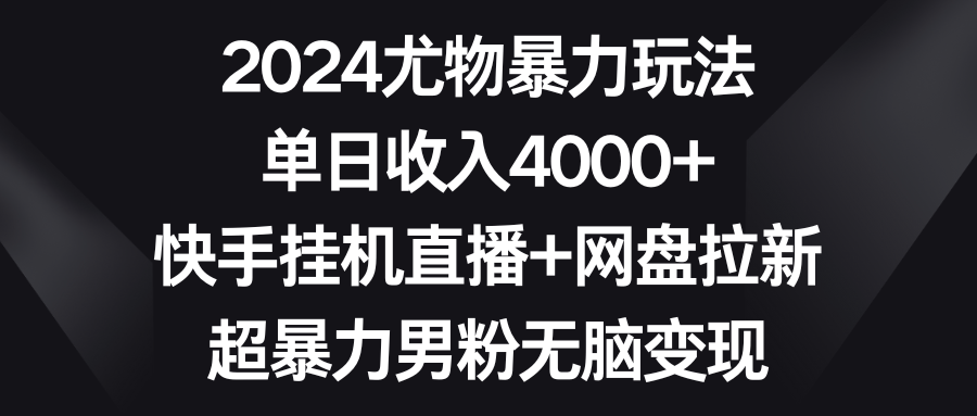 2024尤物暴力玩法 单日收入4000+快手挂机直播+网盘拉新 超暴力男粉无脑变现-司马网创基地
