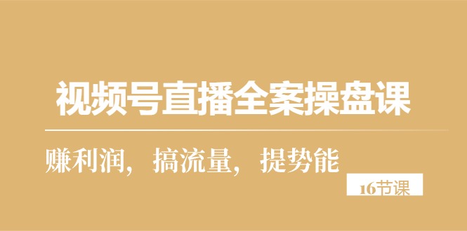 视频号直播全案操盘课，赚利润，搞流量，提势能（16节课）