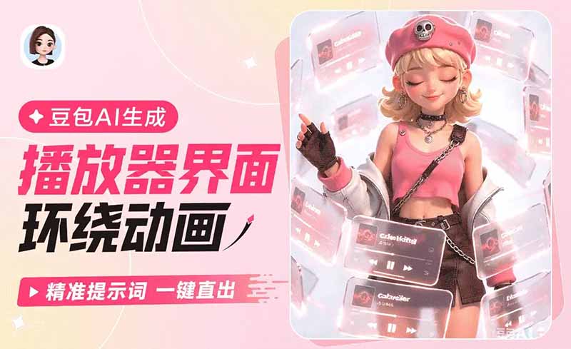 【2026.09.07】豆包教程｜轻松打造人物环绕旋转的UI播放界面动态视频（含核心提示词）
