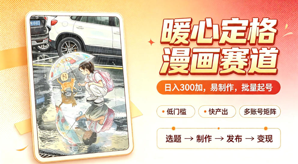 【2026.09.15】温情漫画赛道揭秘：日赚300元，轻松批量起号，超详细实操拆解，干货满满！