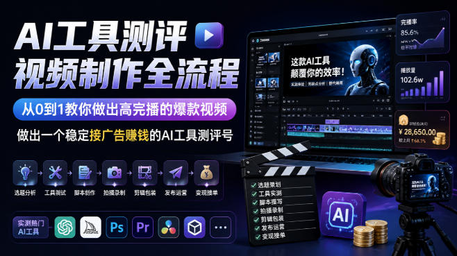 【2026.09.16】从0起步，用AI工具测评视频全流程打造高完播爆款，稳步接广告变现的实战指南