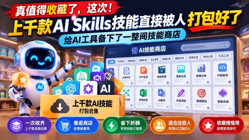 上千款AI Skills技能打包,给AI工具盘下了一整间技能商店-司马网创基地