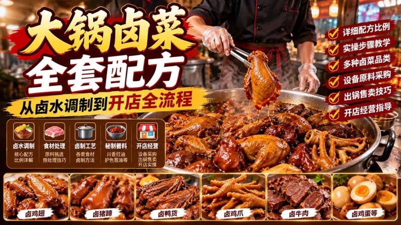 大锅卤菜全套配方，从卤水调制到开店全流程-司马网创基地