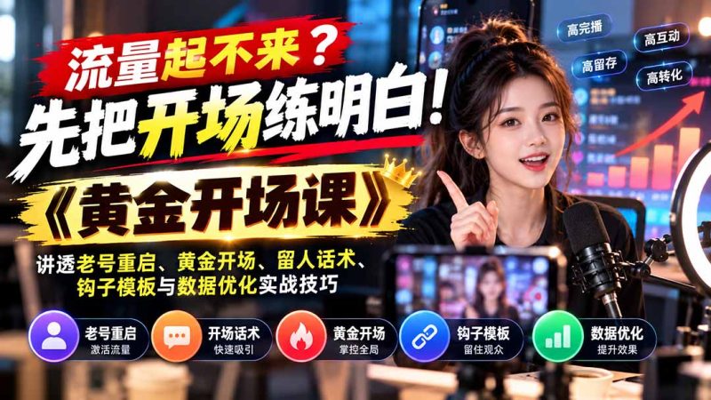 流量起不来?《黄金开场课》讲透老号重启实战技巧-司马网创基地
