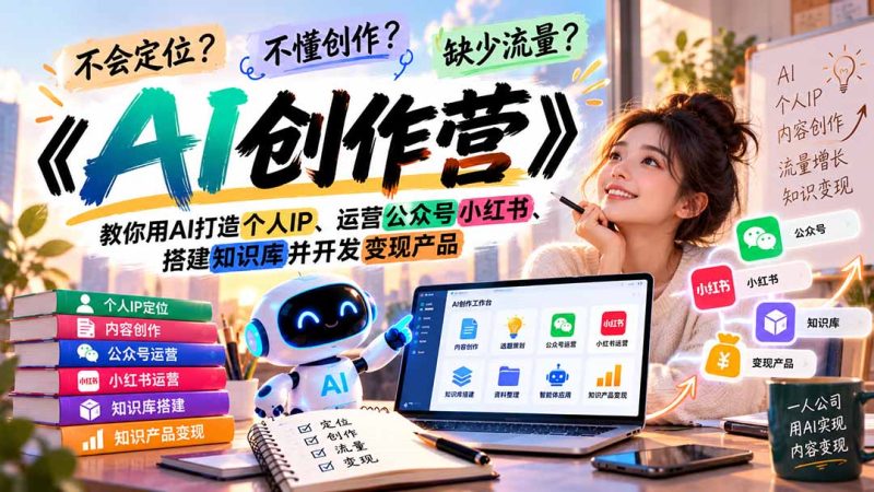 《AI创作营》教你用AI打造个人IP、运营公众号小红书-司马网创基地