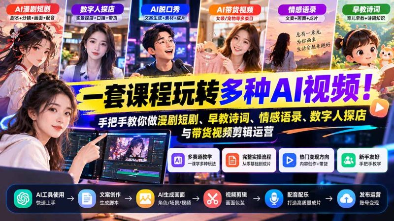 手把手教你做漫剧短剧、情感语录与带货视频剪辑运营-司马网创基地