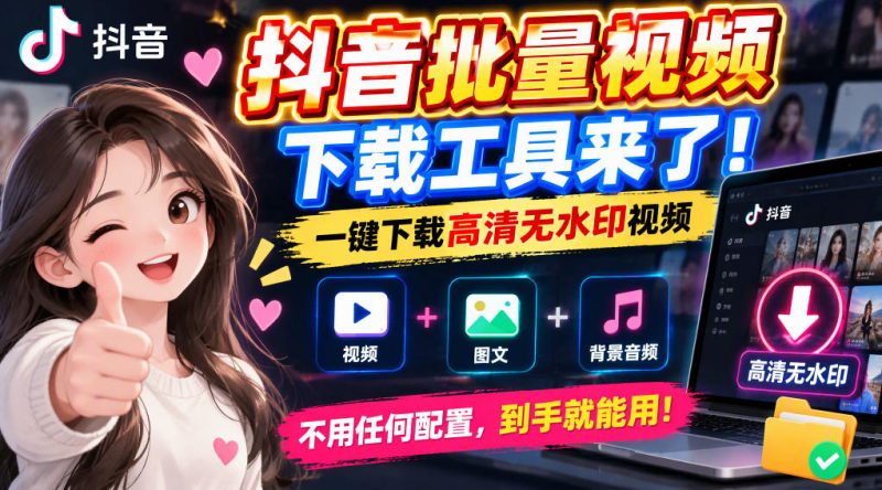 抖音批量视频下载工具,一键下载高清无水印视频,到手就能用-司马网创基地