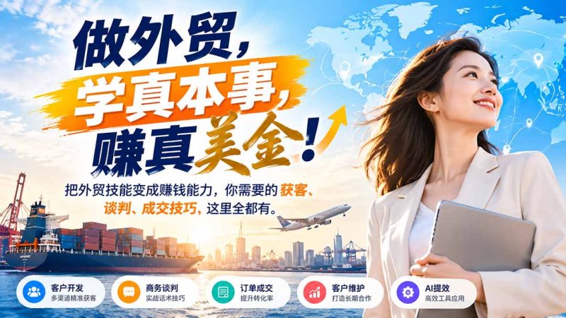 做外贸,学真本事,赚真美金!把外贸技能变成赚钱能力-司马网创基地