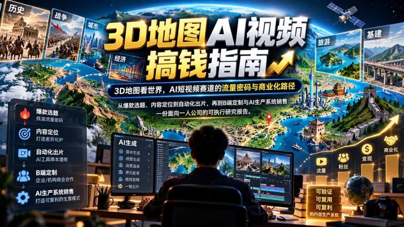 3D地图AI视频搞钱指南，AI短视频赛道的流量密码与商业化路径-司马网创基地