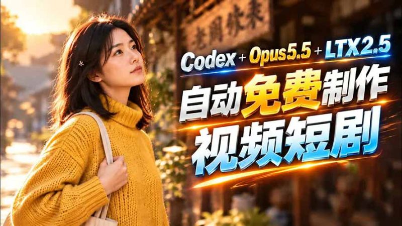 Codex 出图 + 免费 LTX-2.5 生成视频，Claude Opus 5.5 全自动-司马网创基地