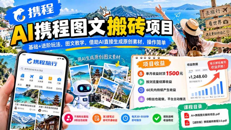 AI携程图文搬砖项目,基础+进阶玩法,图文教学-司马网创基地