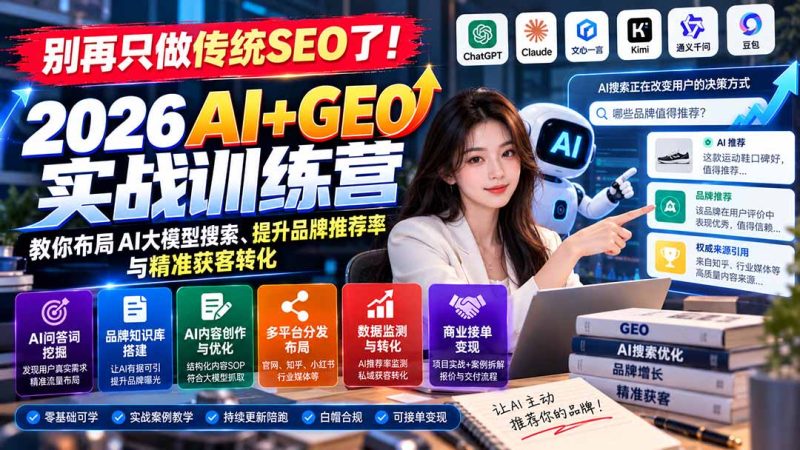 别再只做传统SEO了!《2026AI+GEO实战训练营》-司马网创基地
