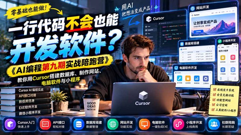 一行代码不会也能开发软件？《AI编程第九期实战陪跑营》-司马网创基地