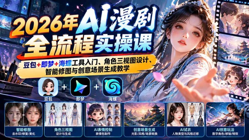 2026年AI漫剧全流程实操课:豆包+即梦+海螺工具入门-司马网创基地