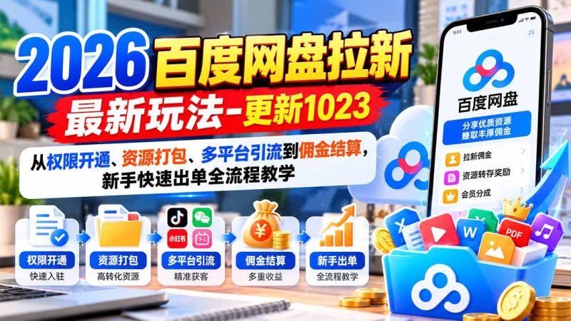 2026百度网盘拉新最新玩法：新手快速出单全流程教学-司马网创基地