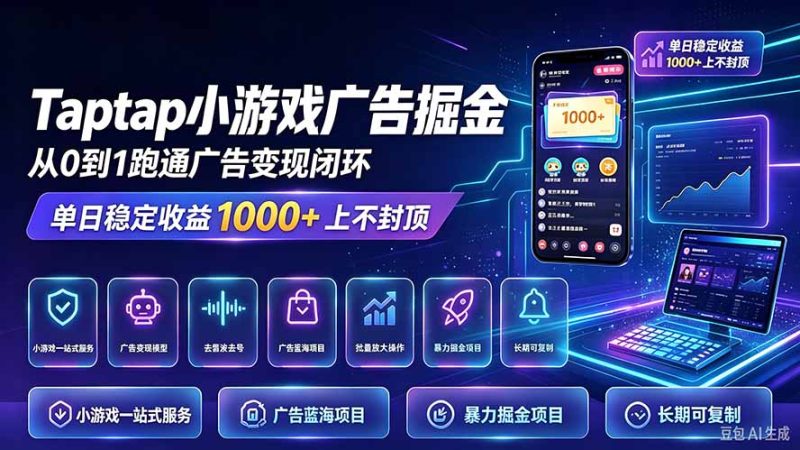 TapTap小游戏广告掘金日赚收益1000+上不封顶-司马网创基地