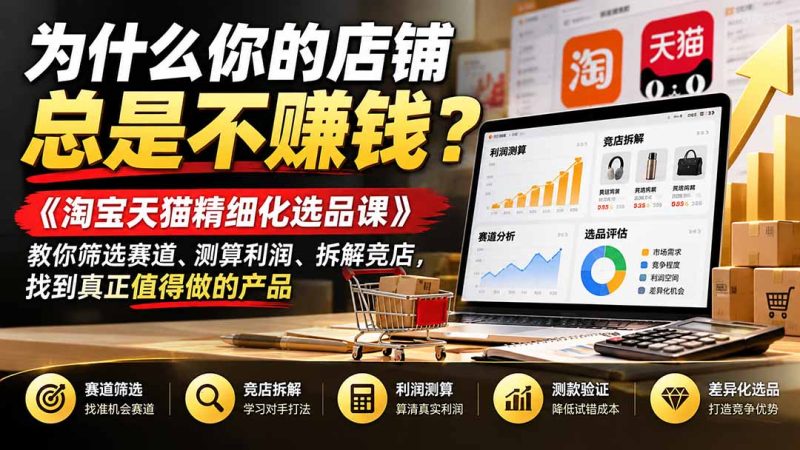 为什么你的店铺总是不赚钱?《淘宝天猫精细化选品课》-司马网创基地